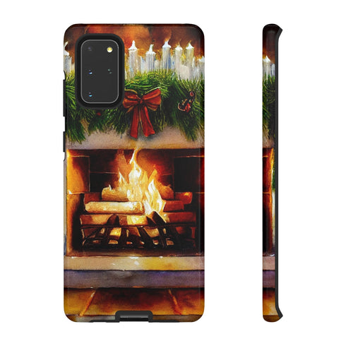 Candles on the Hearth Decorated for Christmas - Impact Resistant Phone Case Samsung Galaxy S20+ Glossy